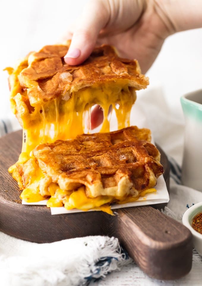 grilled cheese made with waffles