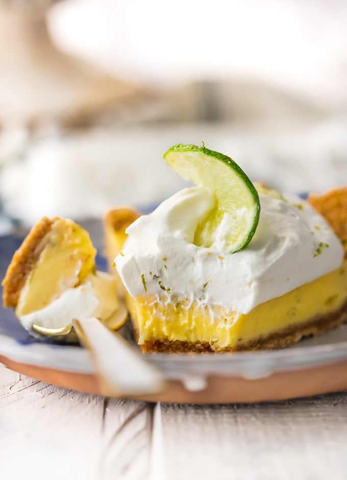 slice of key lime pie on plate