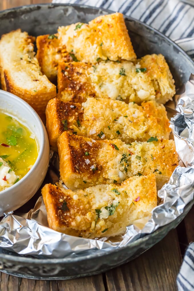 sliced garlic bread in a bowl