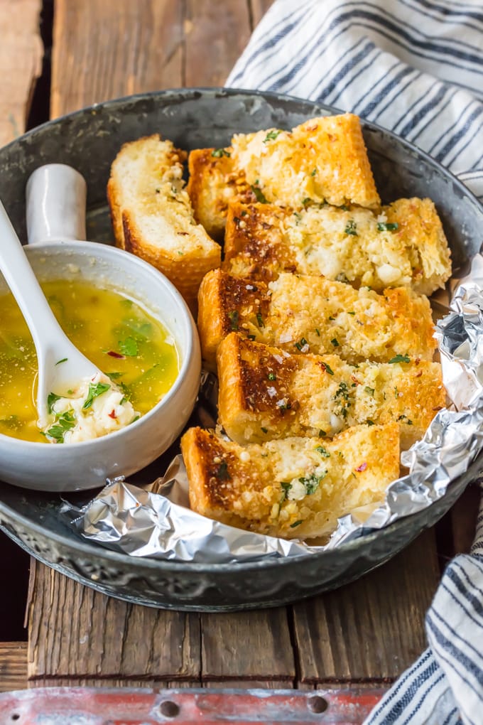 garlic bread in a bowl