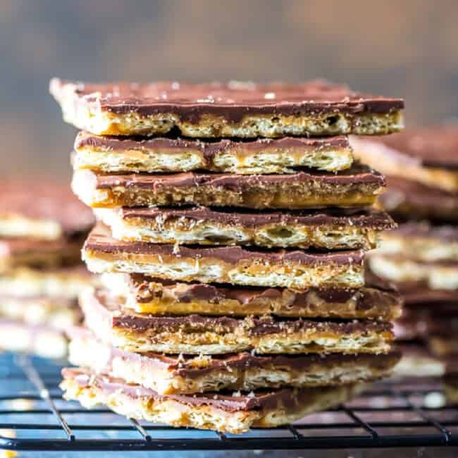 stacked salting cracker toffee