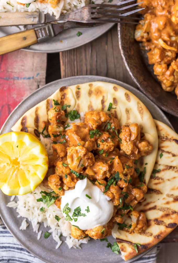 Cauliflower cooked in tomato curry sauce