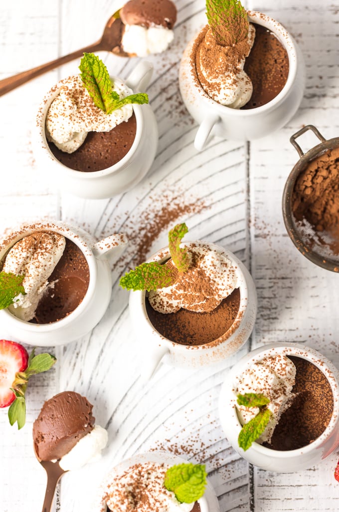 overhead view of a collection of pots de creme