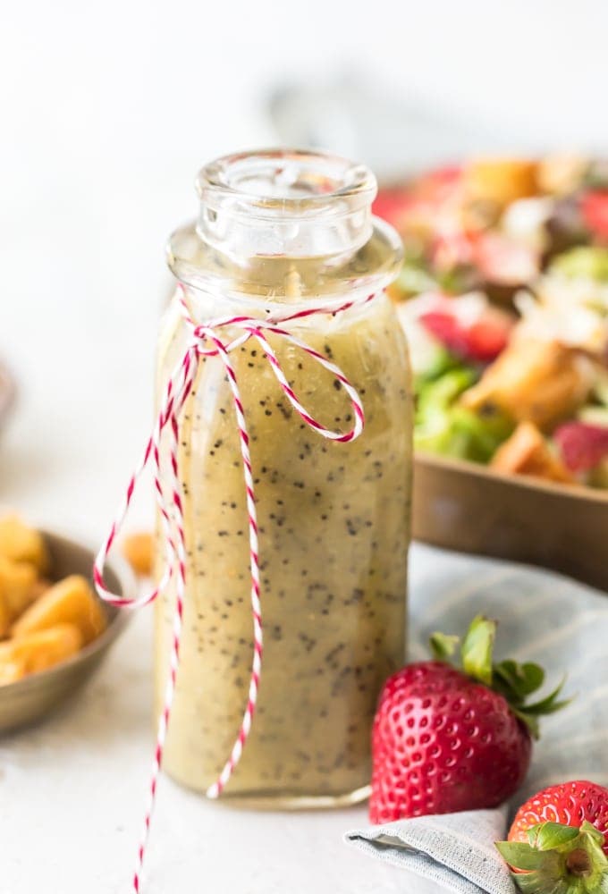 Poppy Seed Dressing recipe in a glass jar