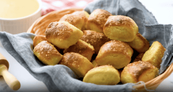 pretzel bites in a bread basket.