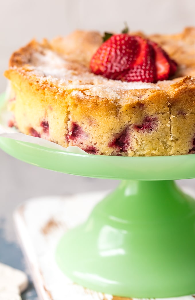 Fresh Strawberry Cake on a cake stand