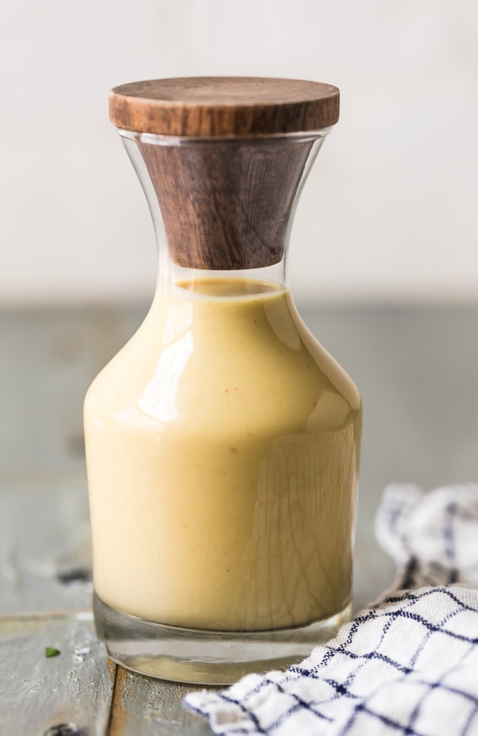 Homemade Honey Mustard recipe in a glass jar