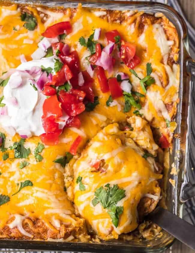 cheesy king ranch casserole in baking dish