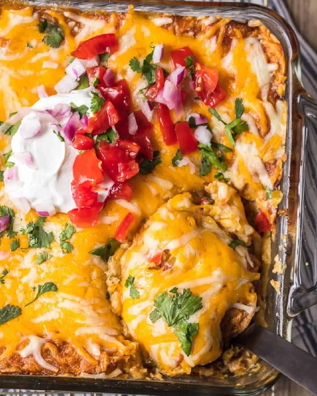 cheesy king ranch casserole in baking dish