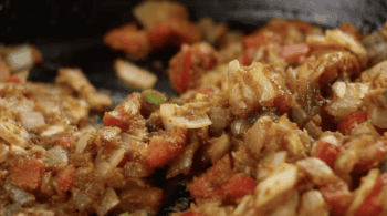 sauteed seasoned vegetables with flour.