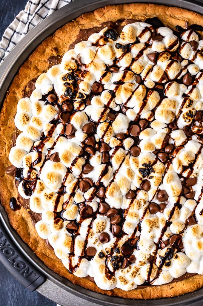 S'mores Dessert Pizza overhead shot