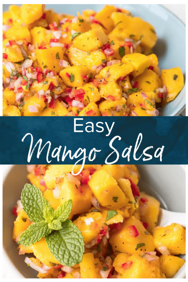 Mango Salsa is a fruity, flavorful spin on traditional salsas. Replacing tomatoes with mango chunks creates something super fresh and fun. This easy mango salsa recipe can be used as a dip with tortillas chips, but it also makes a great topping for tacos, chicken, and more.