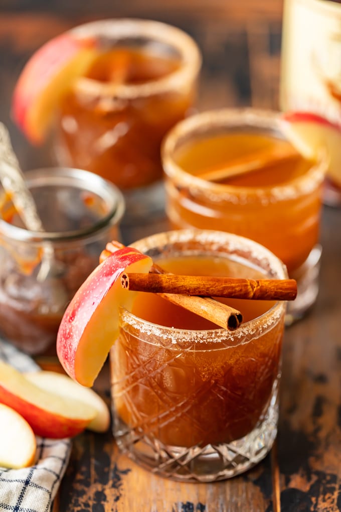 cocktails made with apple butter and bourbon