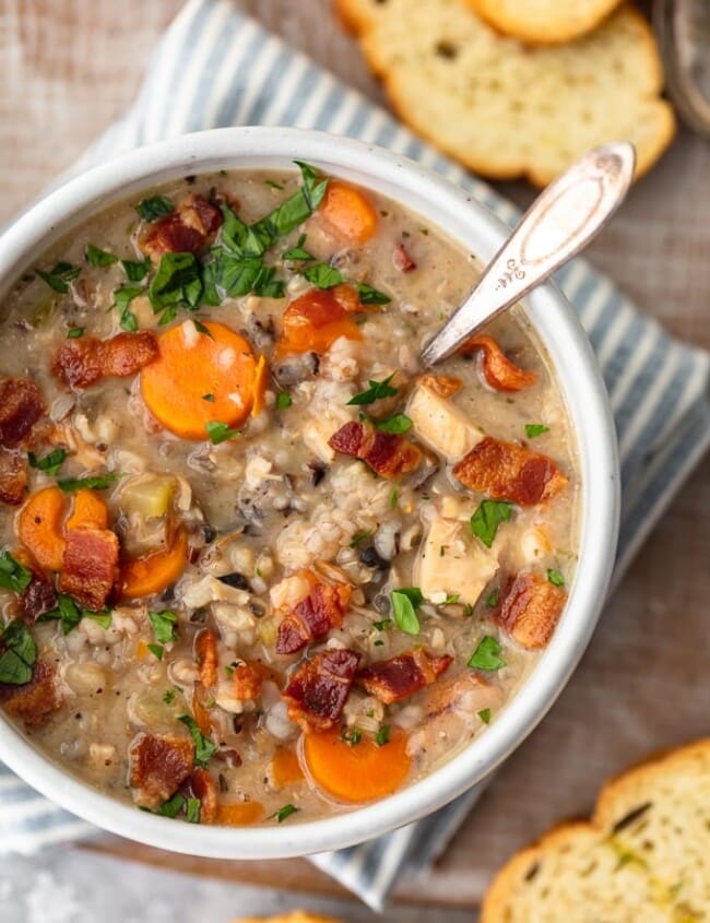 Creamy Chicken and Wild Rice Soup is the perfect fall soup recipe to kick off the season. It's creamy, delicious, and filled with the best ingredients. Make a batch of this creamy chicken and rice soup to warm you up all season long!