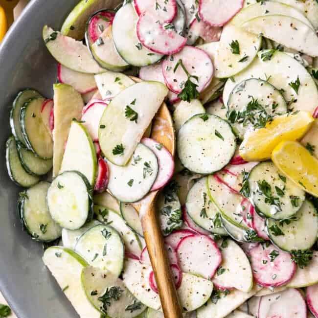 featured creamy cucumber salad.