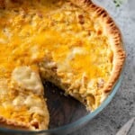 baked chicken salad pie in pie dish