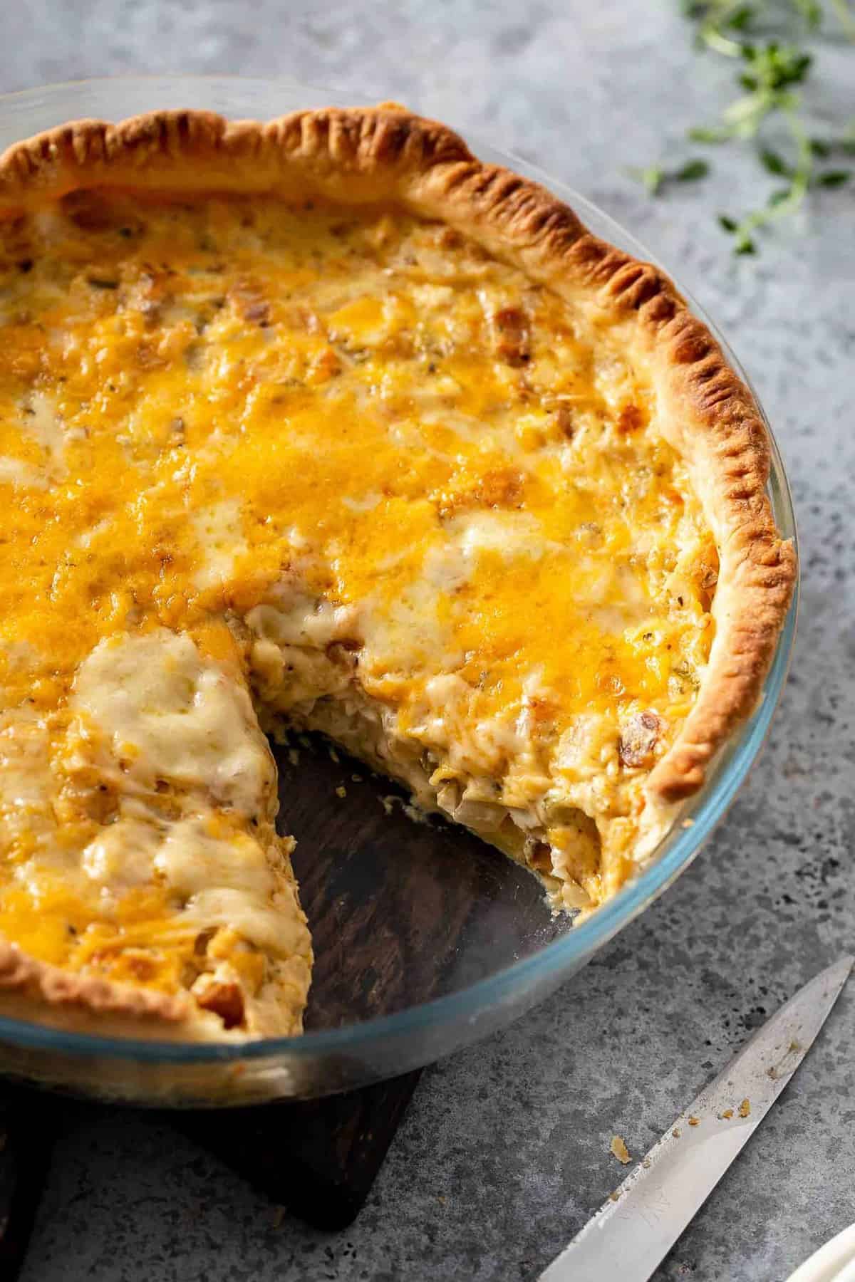 Hot Chicken Salad Pie in a pie dish.