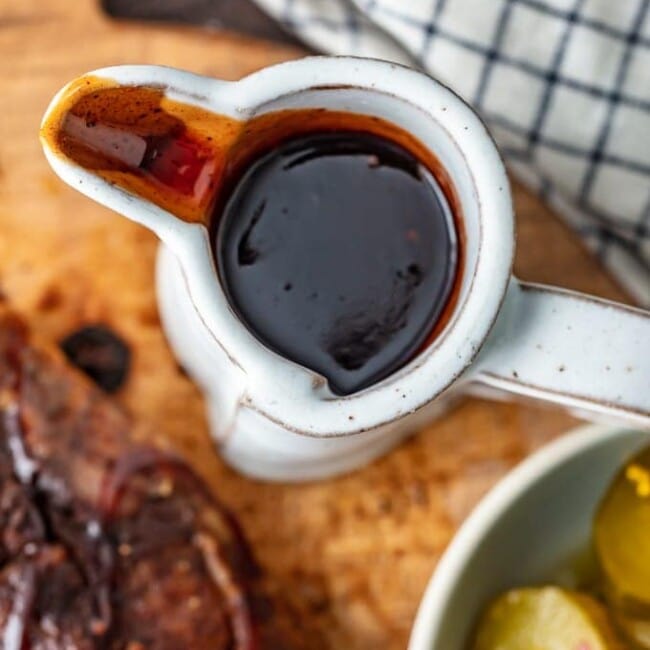 This homemade BBQ sauce recipe is the best BBQ sauce for brisket! It's so easy and so delicious. Make this amazing brisket sauce to cook with our BBQ beef brisket recipe. Or use it for any of your BBQ recipes!