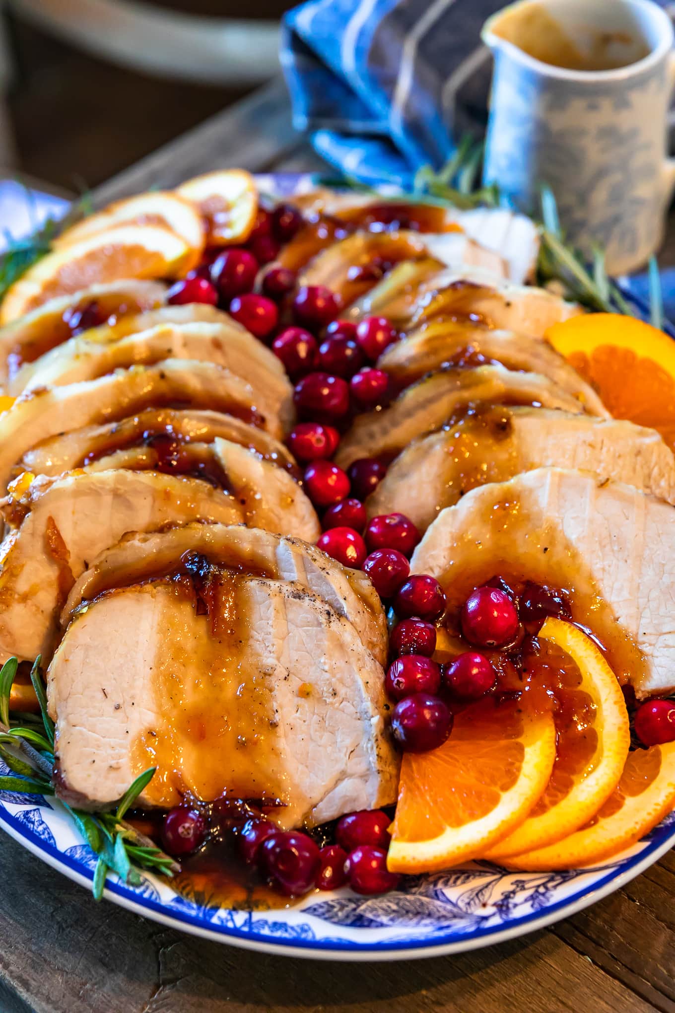 Thanksgiving pork recipe on a serving platter