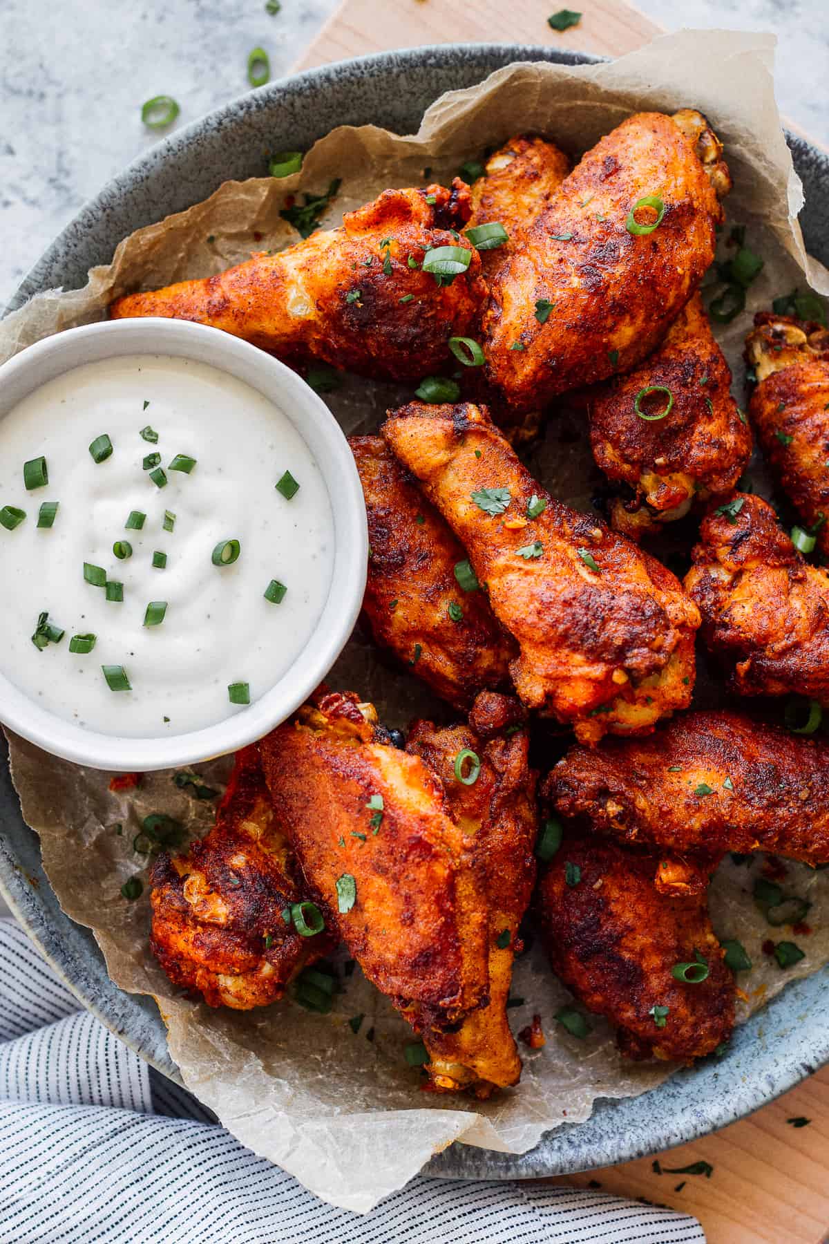 platter of baked chicken wings