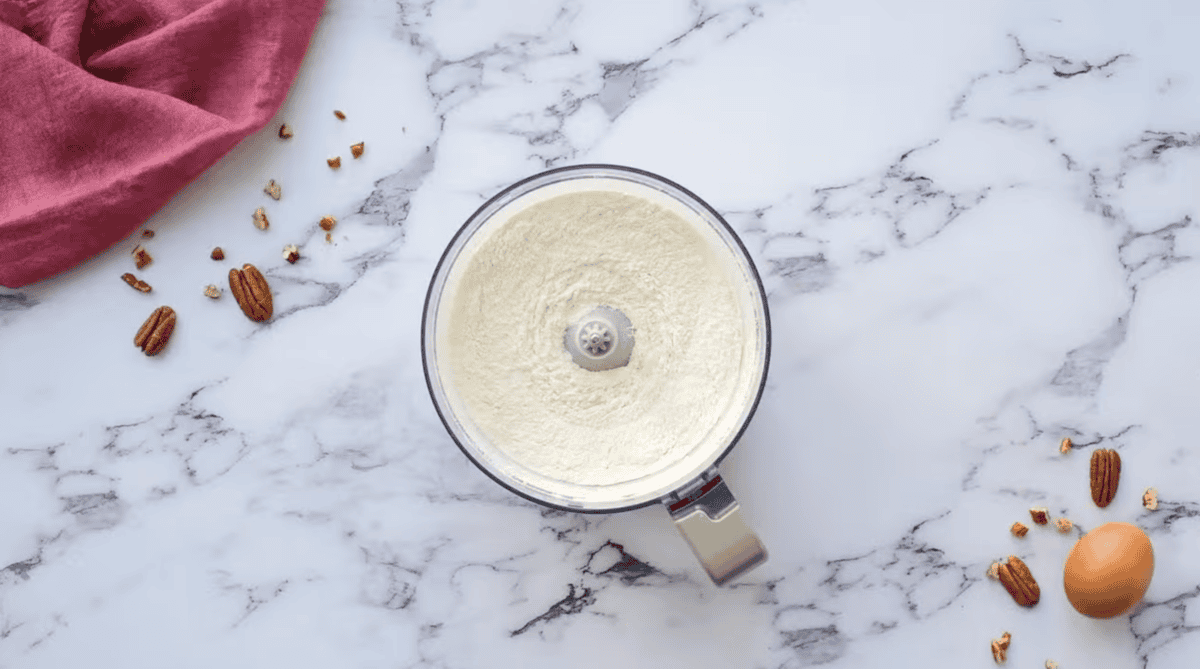 flour, sugar, and salt in a food processor.