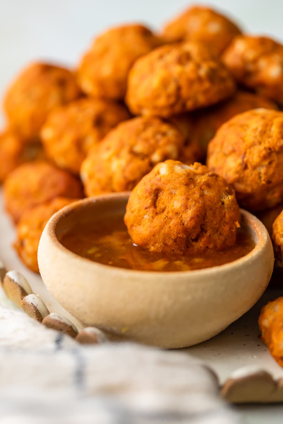 sausage balls made with sweet potato, chorizo, and cheese