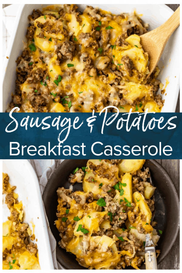 Sausage and potatoes is a classic combo that's perfect for breakfast. This CHEESY sausage and potatoes recipe is so simple and so delicious. Make this sausage potato casserole in just 30 minutes, and have a hot breakfast ready in no time. I especially love this cheesy sausage breakfast casserole for Christmas and other holiday mornings.