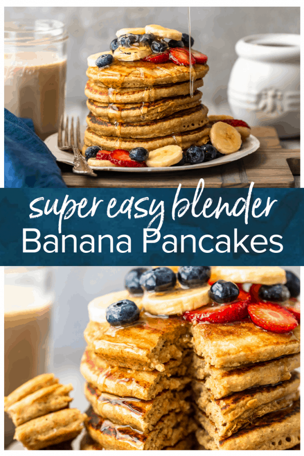 Banana Pancakes are a simple, tasty, healthy recipe you can make for breakfast every morning! These dairy free pancakes are made with almond milk, bananas, oats, and lots of other good stuff. Healthy pancakes for a delicious breakfast! You're going to LOVE this easy banana pancake recipe.