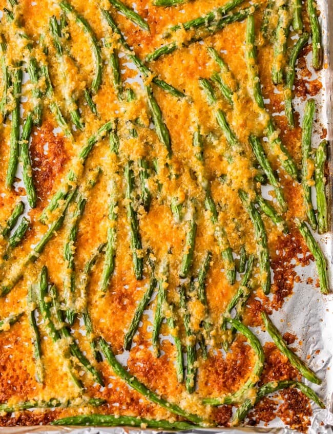 cheesy green beans on foil