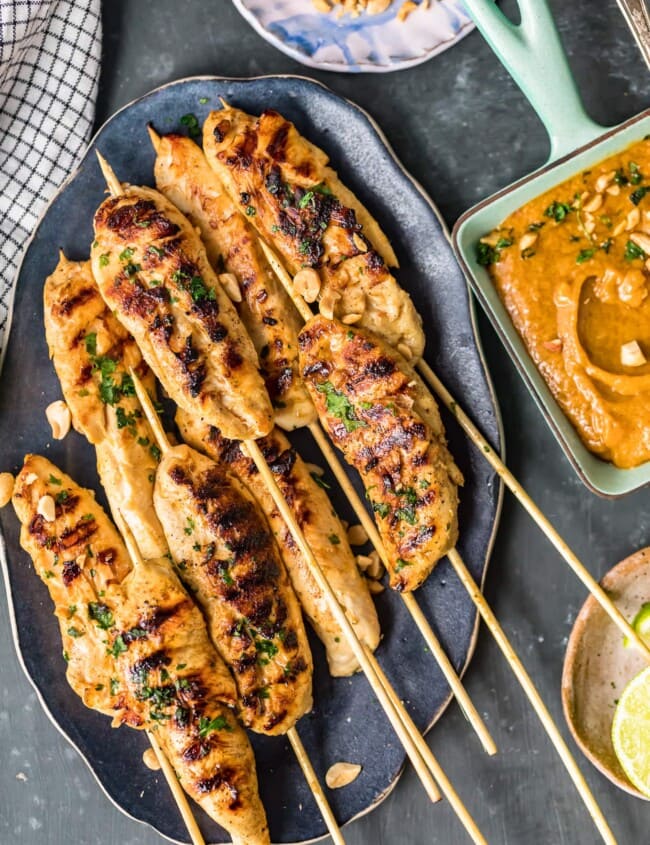 chicken satay on skewers