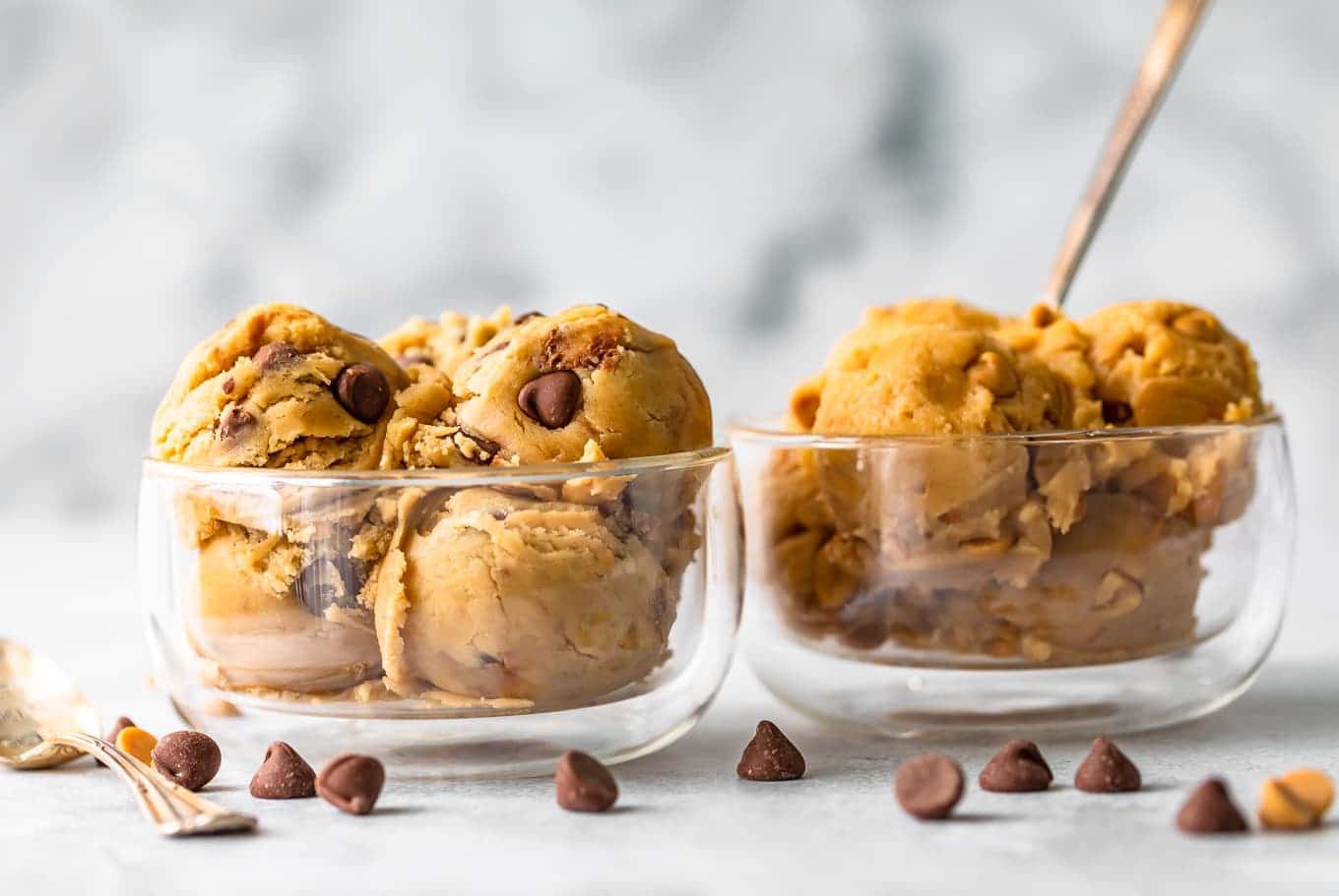 bowls of edible cookie dough