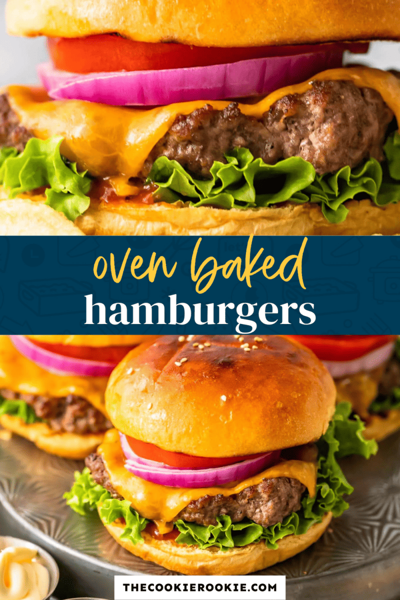 Oven-baked hamburgers served on a plate.