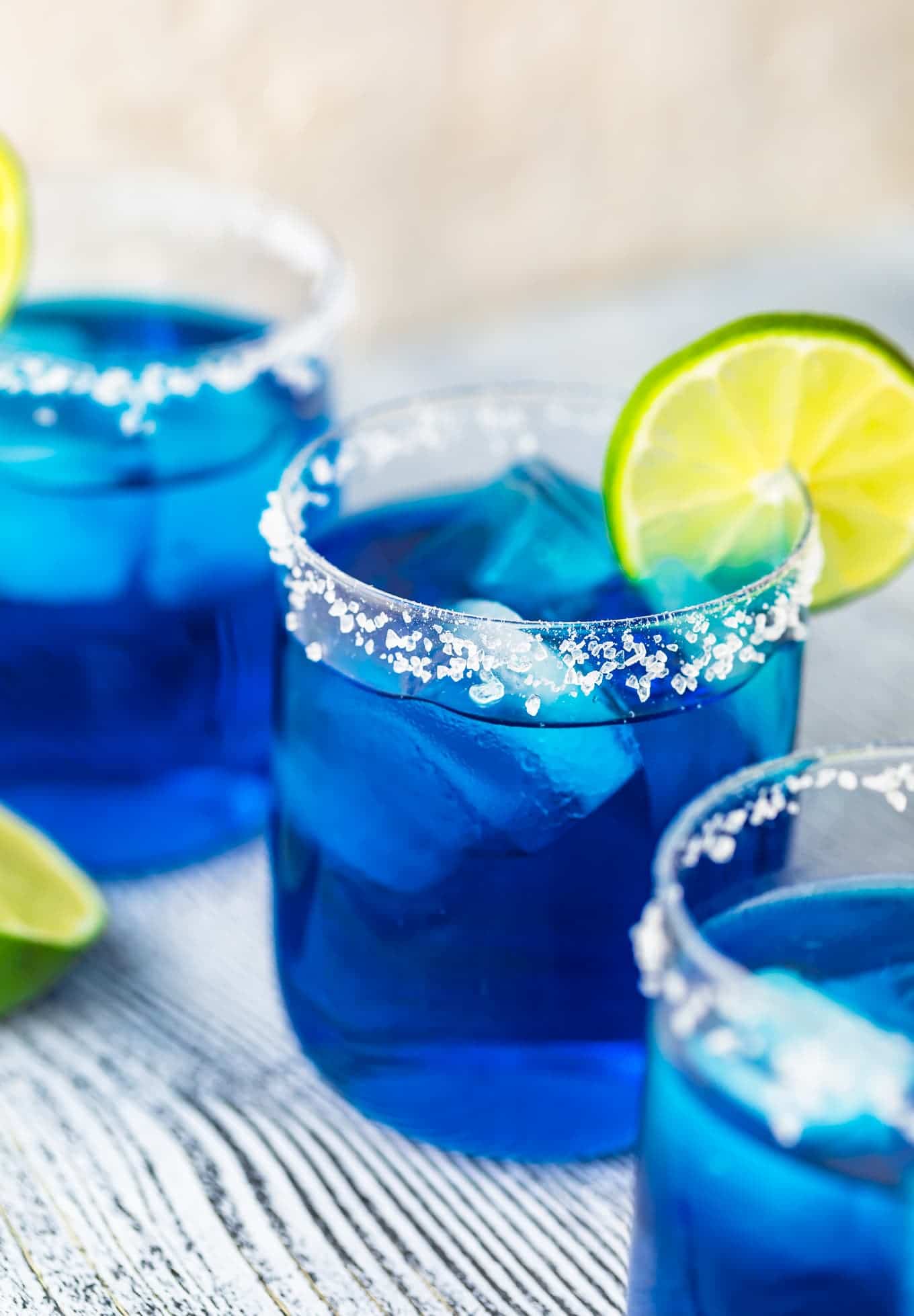 Close up of a blue margarita cocktail