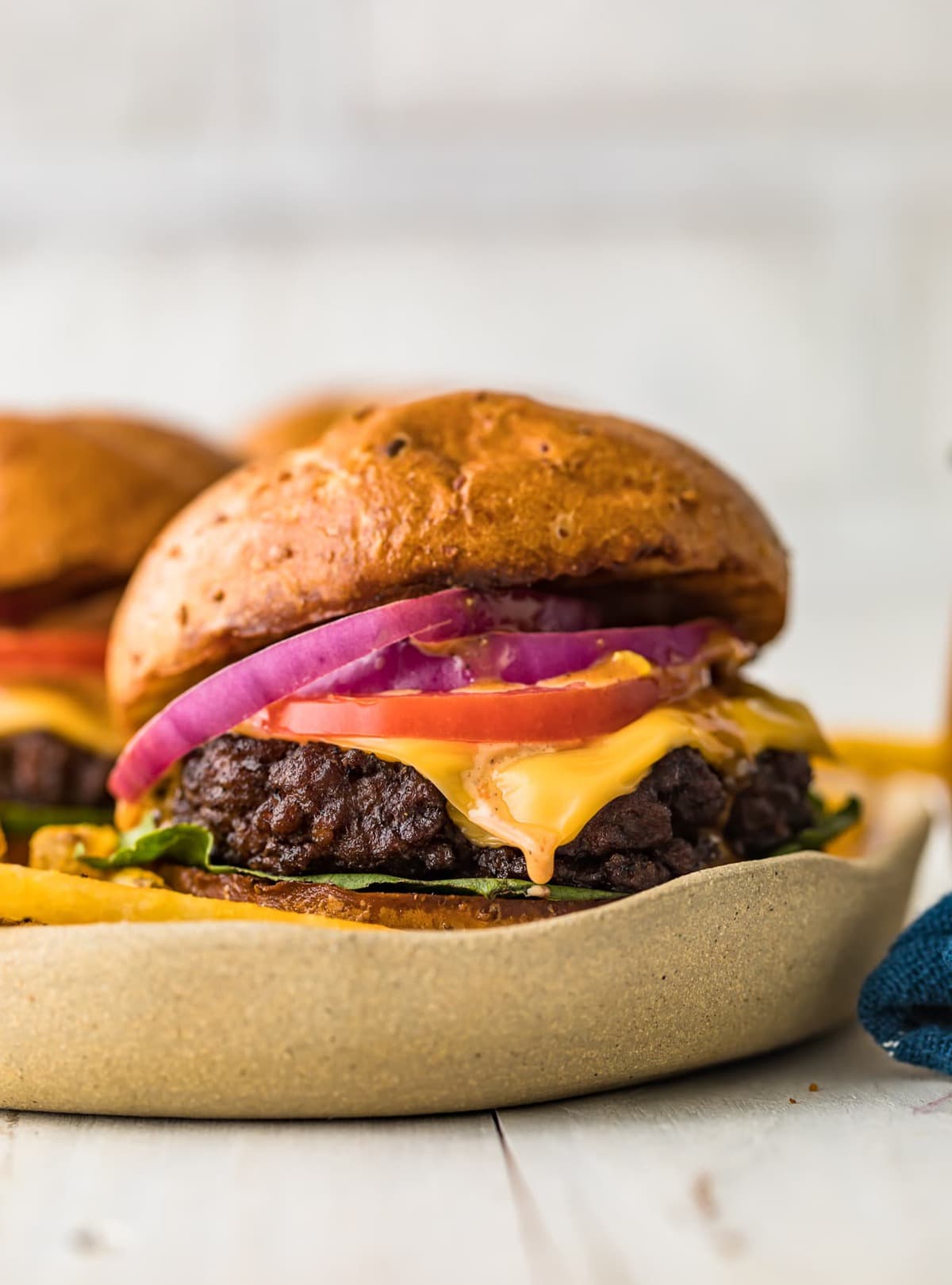 Close up of melted cheese on a burger