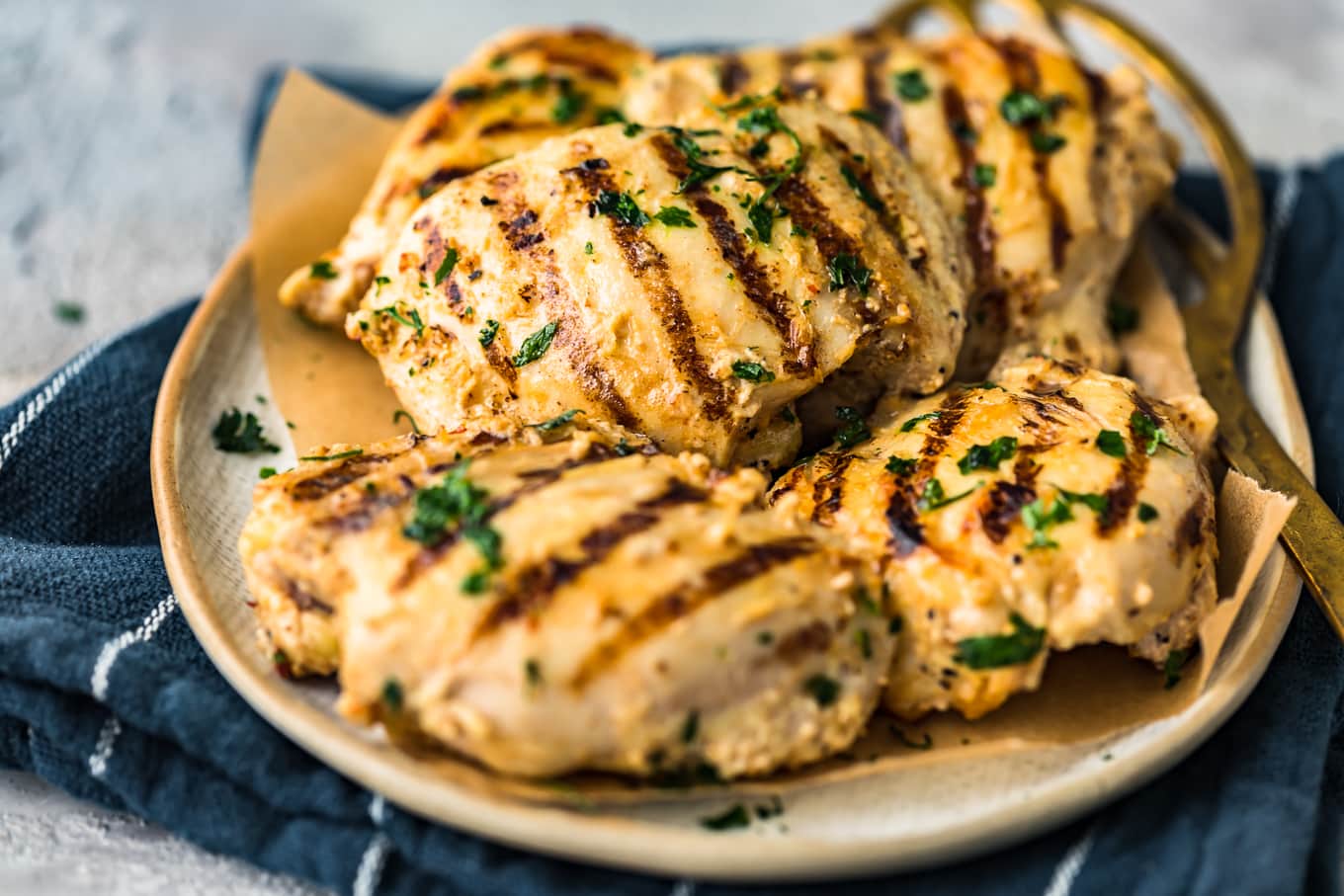 yogurt marinated chicken thighs on a plate