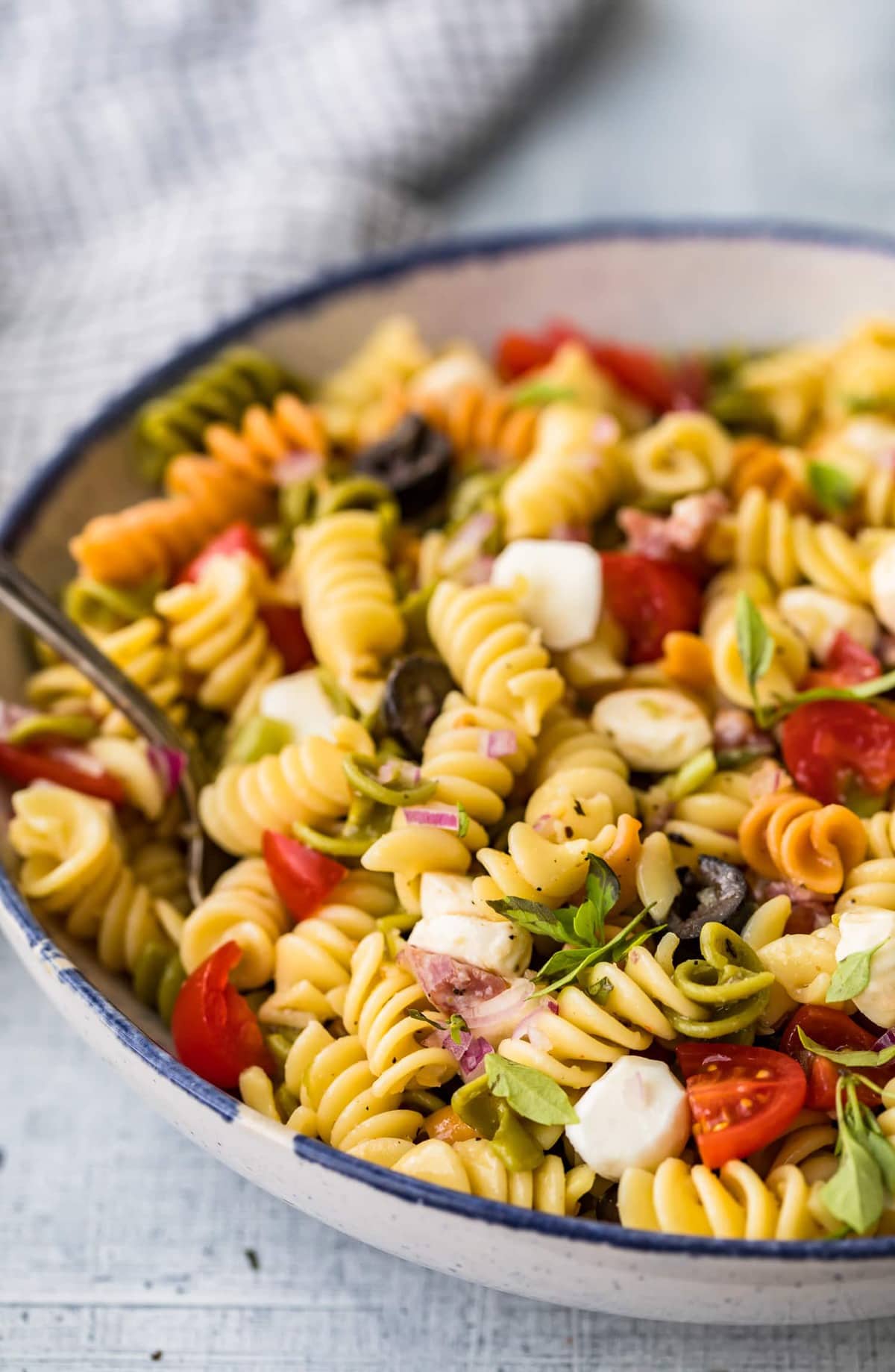 Close up of pasta salad