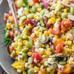 a bowl of peruvian chopped salad