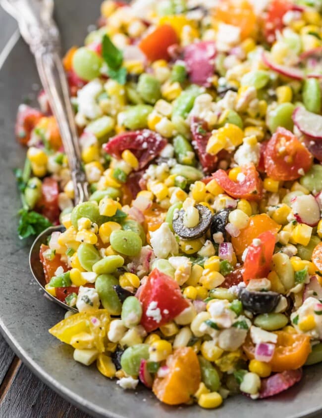 a bowl of peruvian chopped salad