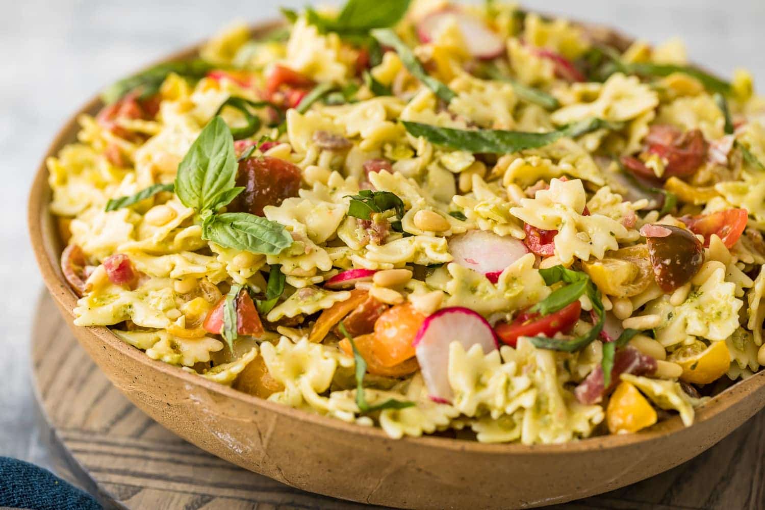 salad with fresh basil leaves