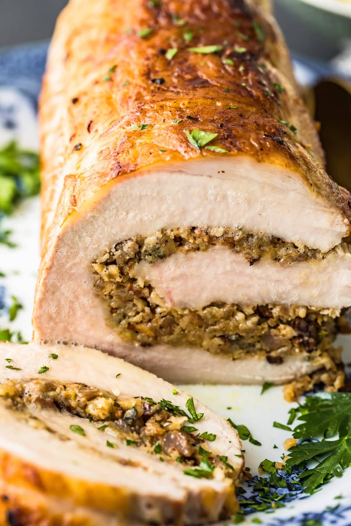 Close up of the centre of the pork roulade