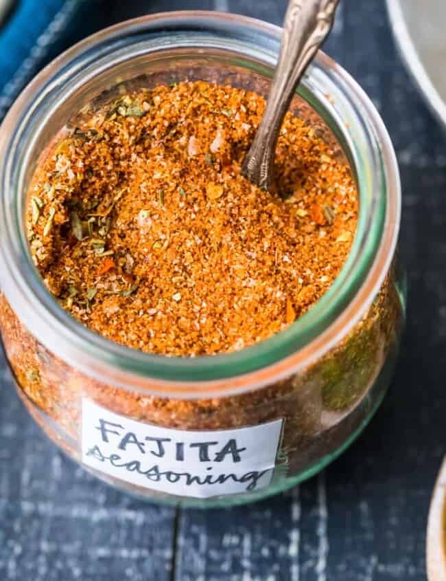 homemade fajita seasoning in a jar