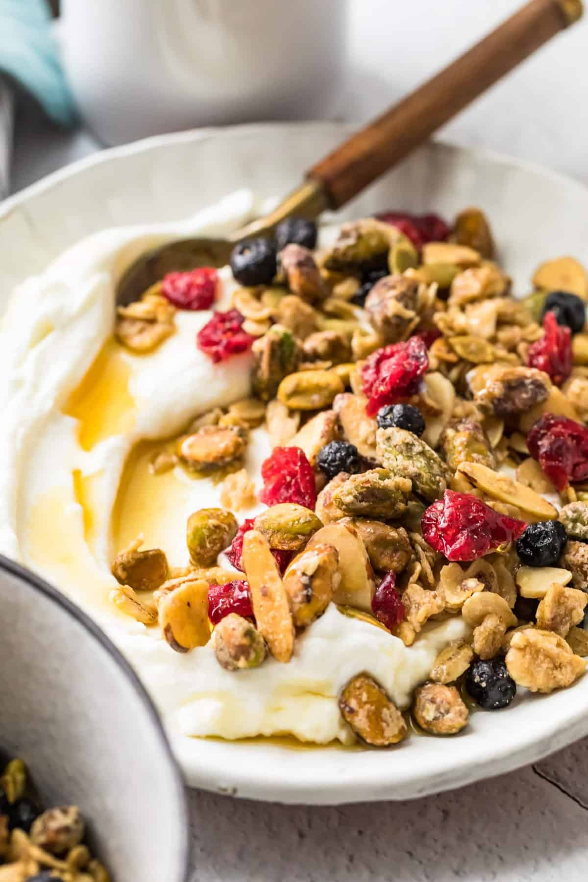 Close up of the baked nuts and seeds