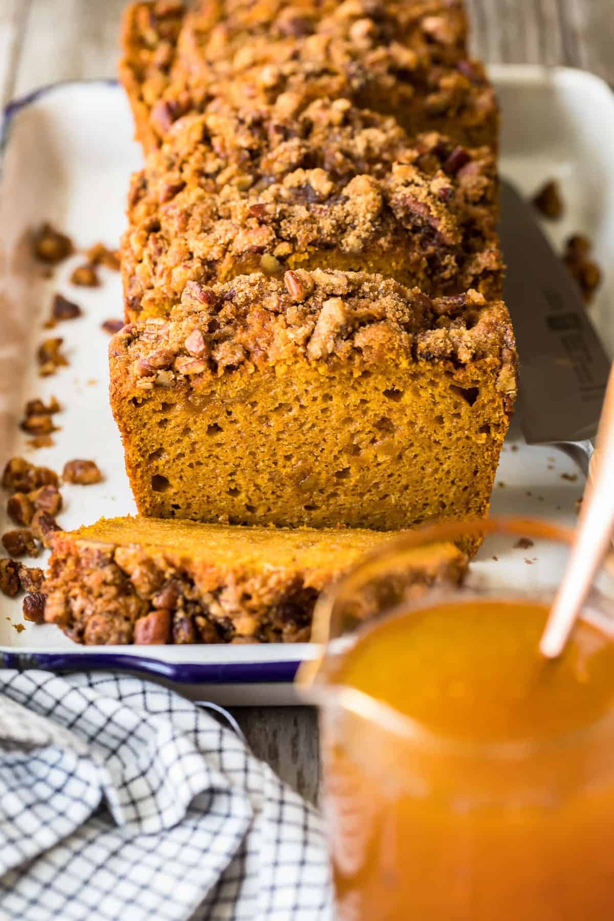 A pound cake on a serving plate