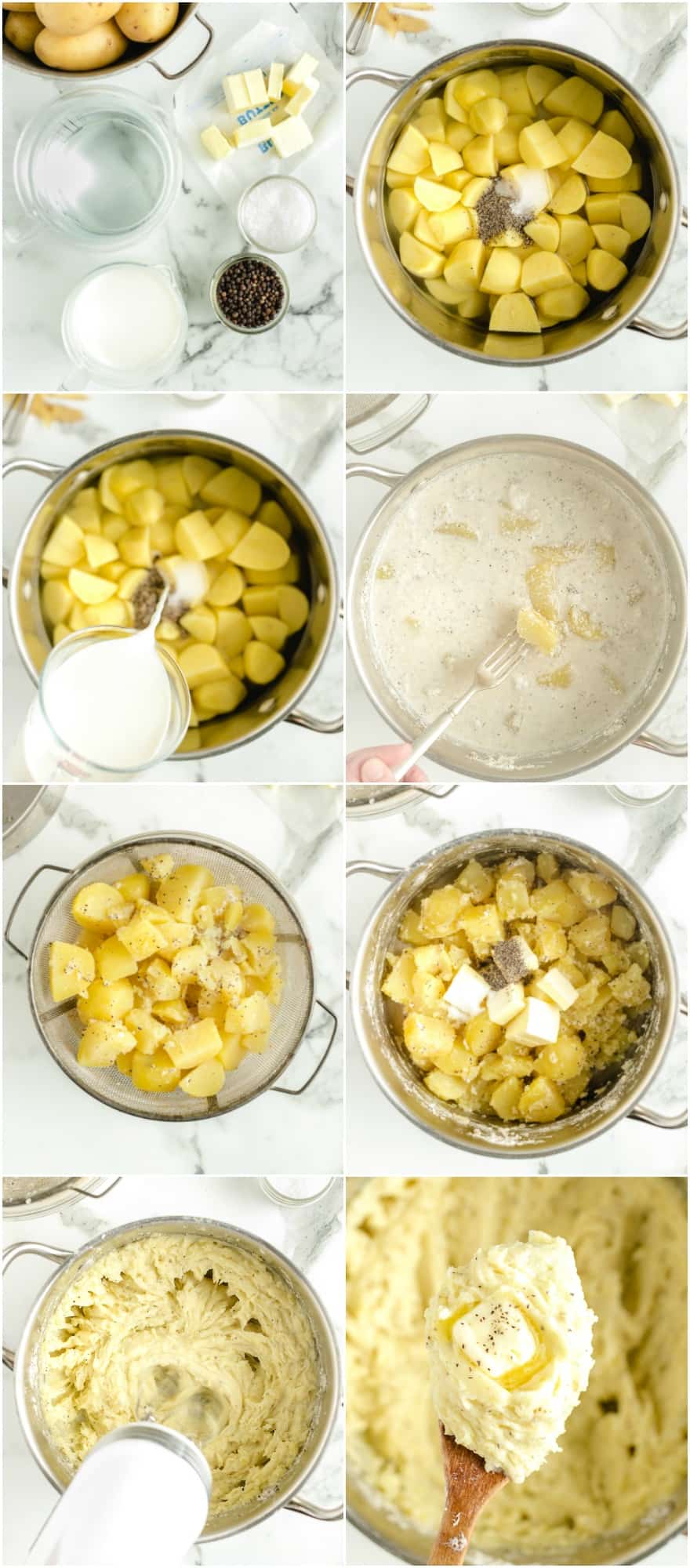 step by step photos of how to make mashed potatoes boiled in milk.