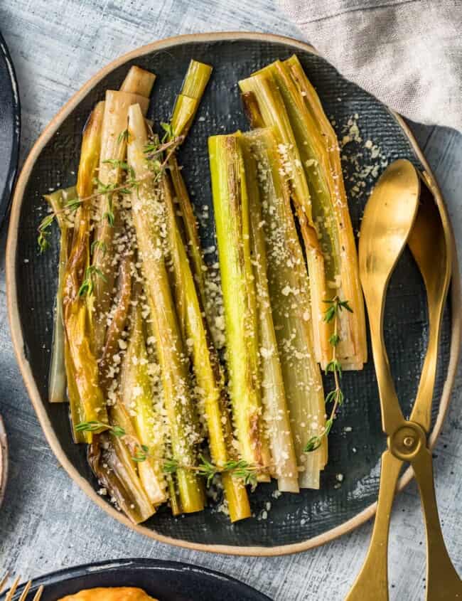 sauteed leeks on a plate