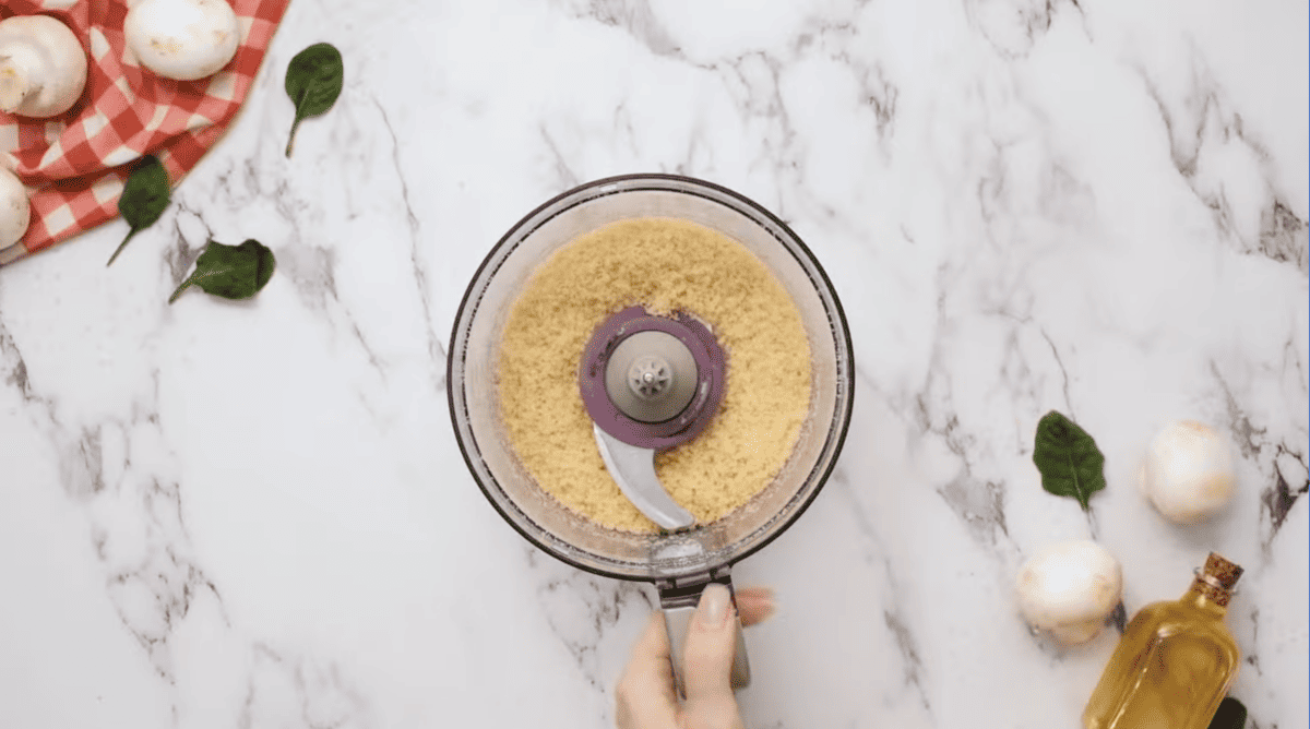 breadcrumbs in a food processor.