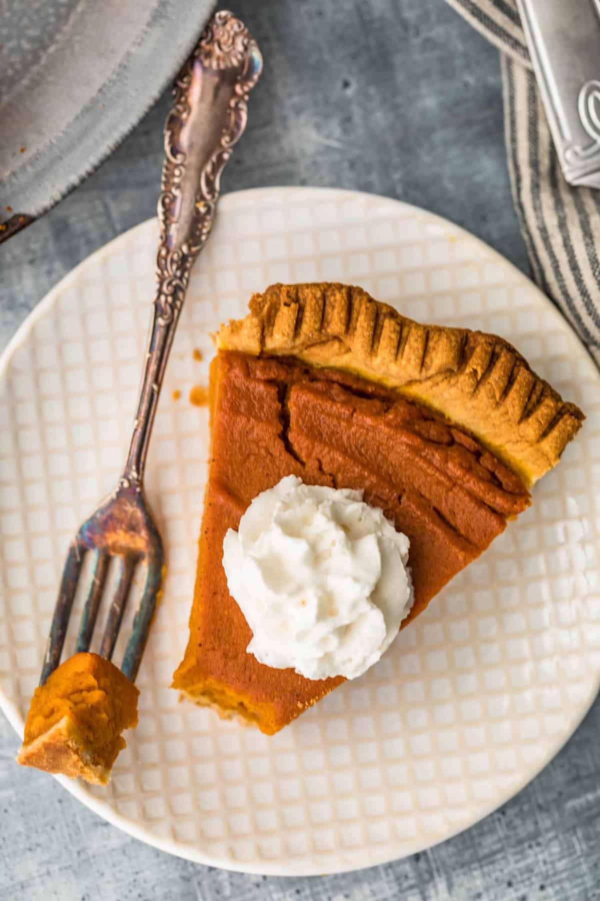 up close pic of pie on plate with fork