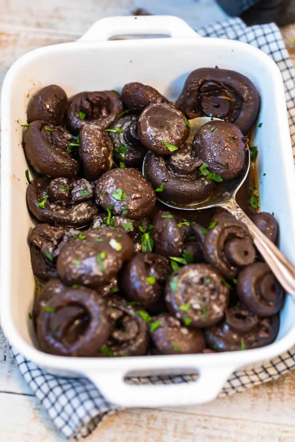 Mushrooms garnished with fresh herbs