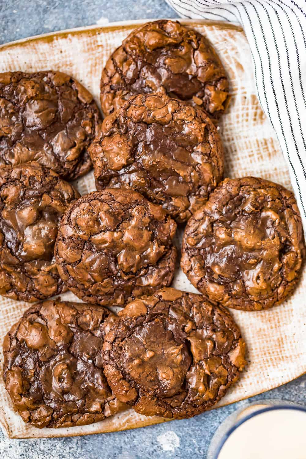 fudgy brownie cookies on a plate