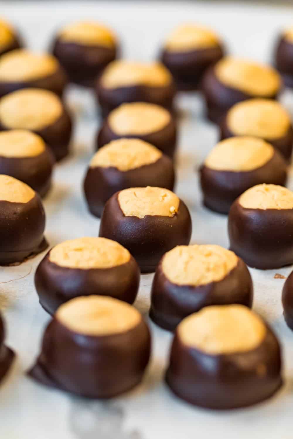 Buckeye candy on parchment